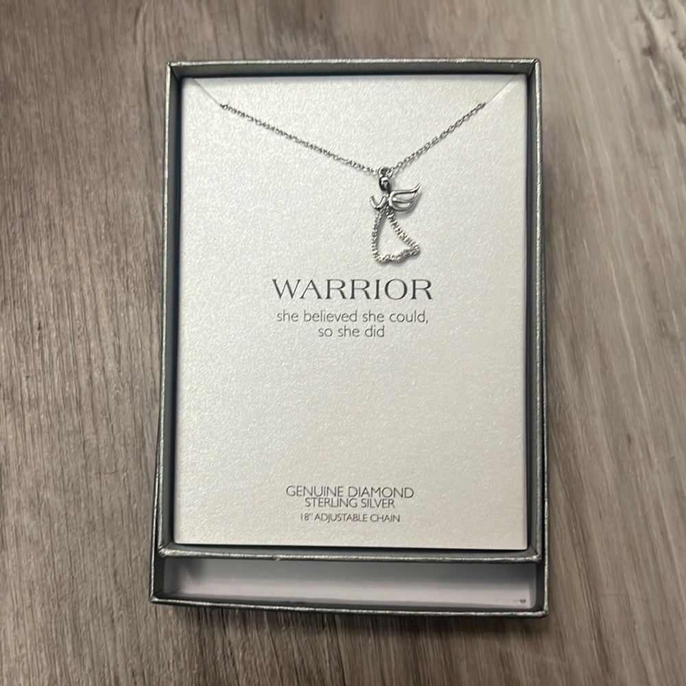 NWT Genuine Diamond Sterling Silver Angel Rolo Chain Necklace 18"